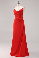 Rotes Satin Spaghettiträger Etui Ballkleid