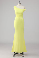 Einfaches Meerjungfrau Lemon Ein Schulter Langes Ballkleid