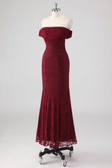 Burgundy Meerjungfrauen Abendkleid aus Spitze