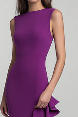 Meerjungfrau Pflaume Partykleid mit U-Boot-Ausschnitt und Schlitz