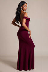 Burgundy Meerjungfrau Schulterfreies Langes Ballkleid