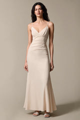 Aprikose Einfaches Abendkleid aus Chiffon mit Spaghettiträgern