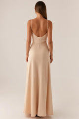 Aprikose Spaghettiträger Maxi Abendkleid