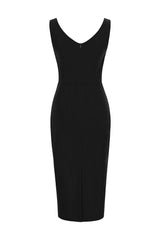 Schwarzes Bodycon 1960er Jahre Kleid