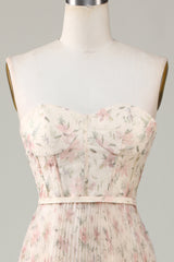 A-Linie Herzausschnitt Champagner Blume Brautjungfer Kleid