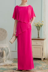 A-Linie Langes Chiffon Brautjungfernkleid mit Strass