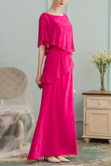 A-Linie Langes Chiffon Brautjungfernkleid mit Strass