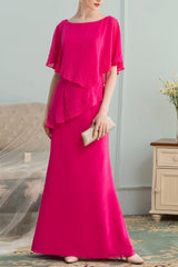 A-Linie Langes Chiffon Brautjungfernkleid mit Strass