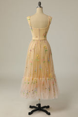 A-Linie Herzausschnitt Champagner Langes Ballkleid mit Stickerei
