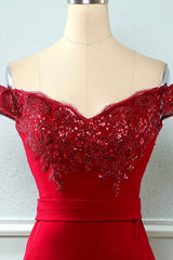 Off Shoulder Pailletten Meerjungfrau Abschlussball Kleid
