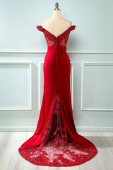 Off Shoulder Pailletten Meerjungfrau Abschlussball Kleid