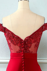 Off Shoulder Pailletten Meerjungfrau Abschlussball Kleid