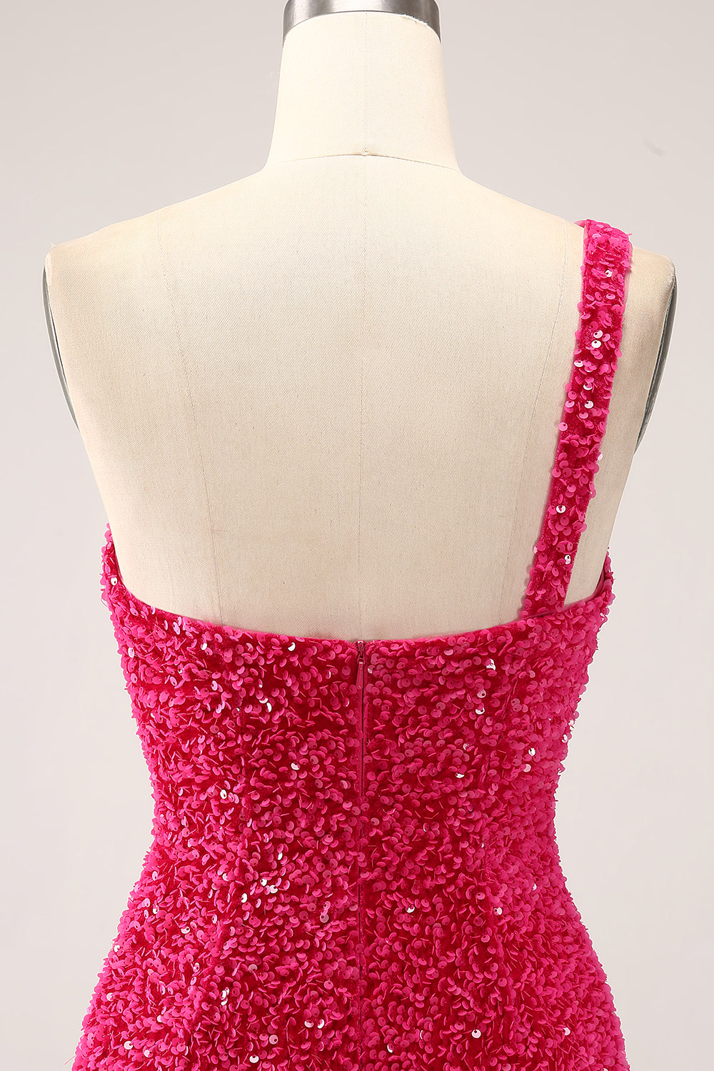 Glitzerndes fuchsia Meerjungfrauen Eine Schulter langes Pailletten Ballkleid mit Schlitz