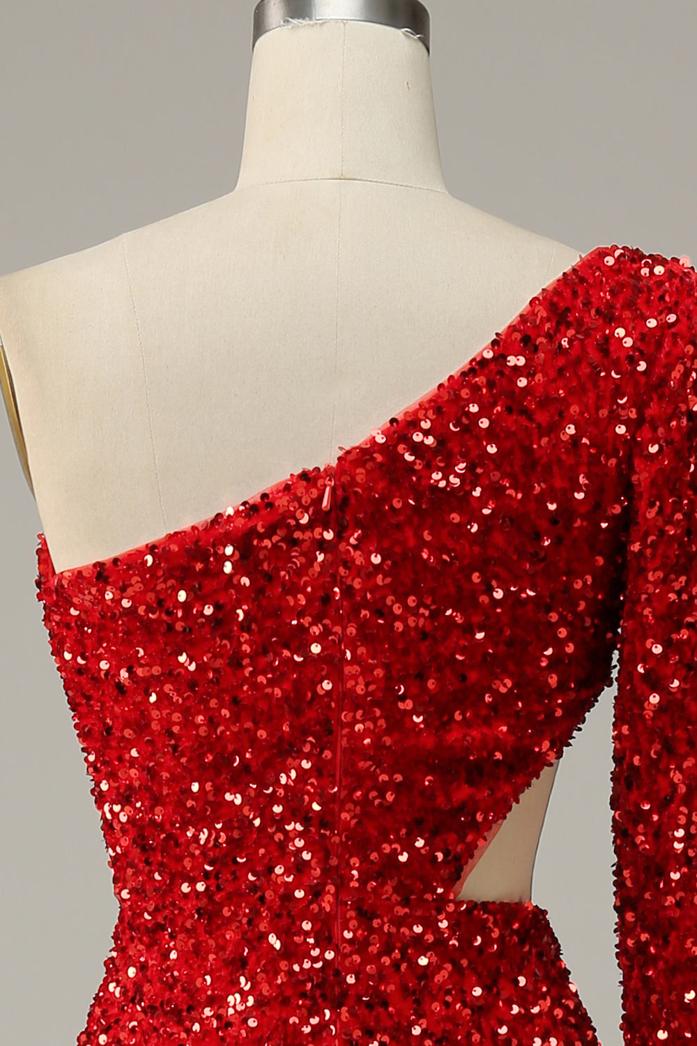 Meerjungfrau eine Schulter rote Pailletten ausgeschnitten Ballkleid mit Schlitz