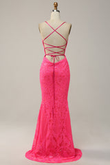 Meerjungfrau Spaghettiträger Pailletten Pink Langes Ballkleid