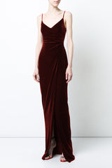 Burgundy Samt Abendkeid Ballkleid
