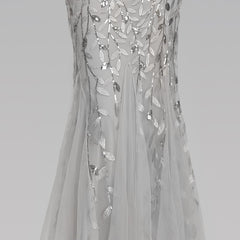 Mermaid Kurze Ärmel Silber Ballkleid