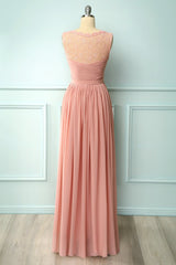 Langes Blush Chiffonkleid