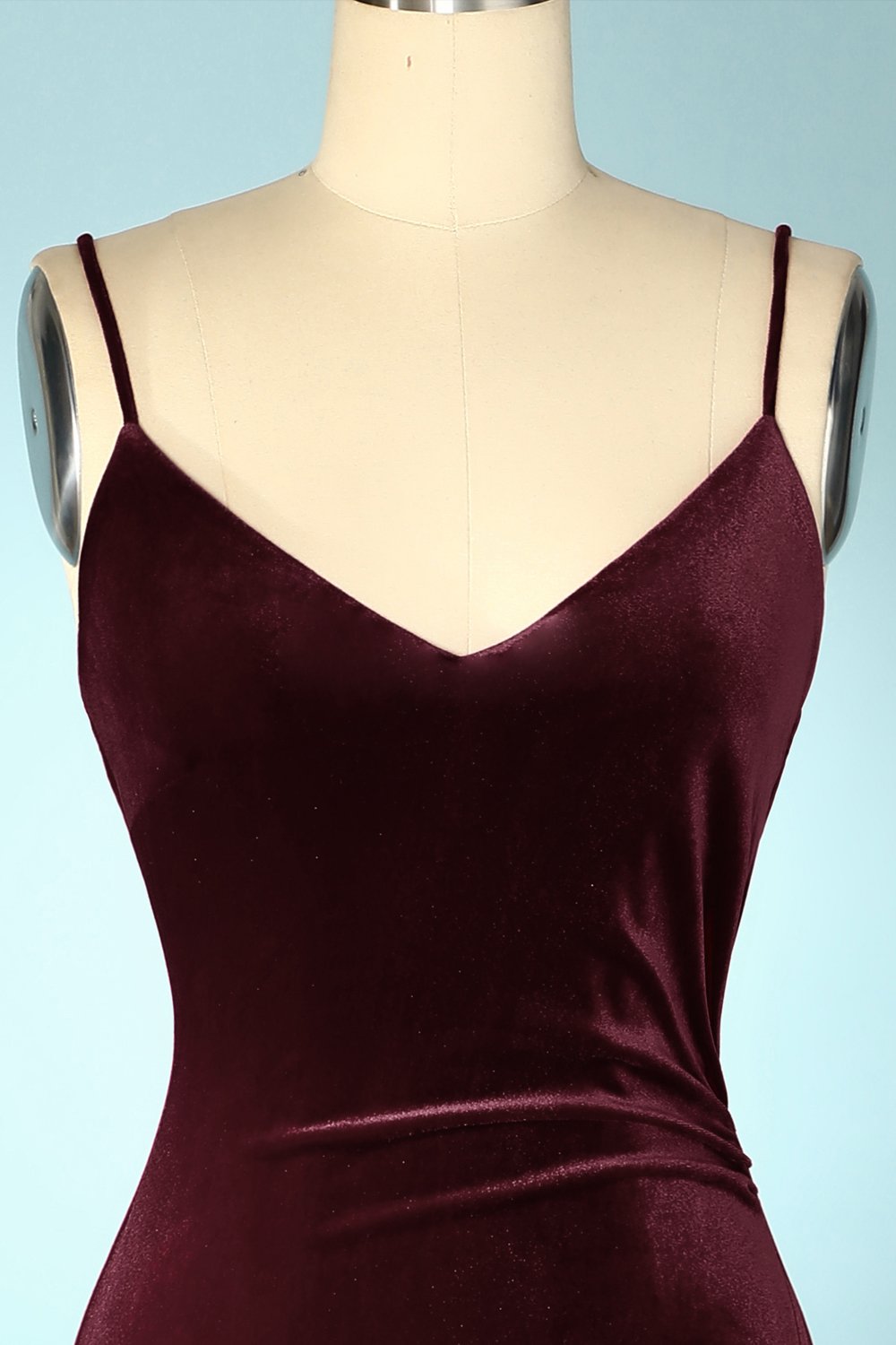 Burgundy Samt Abendkeid Ballkleid