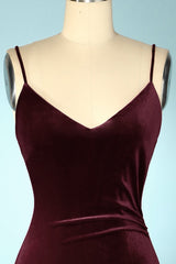Burgundy Samt Abendkeid Ballkleid
