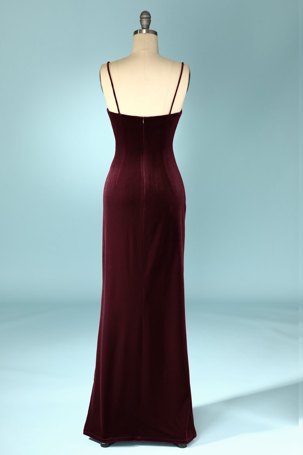 Burgundy Samt Abendkeid Ballkleid