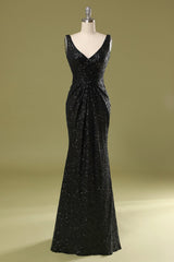 Langes Schwarzes Pailletten Kleid