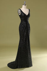 Langes Schwarzes Pailletten Kleid