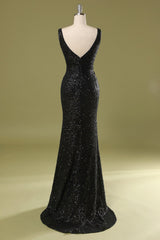 Langes Schwarzes Pailletten Kleid