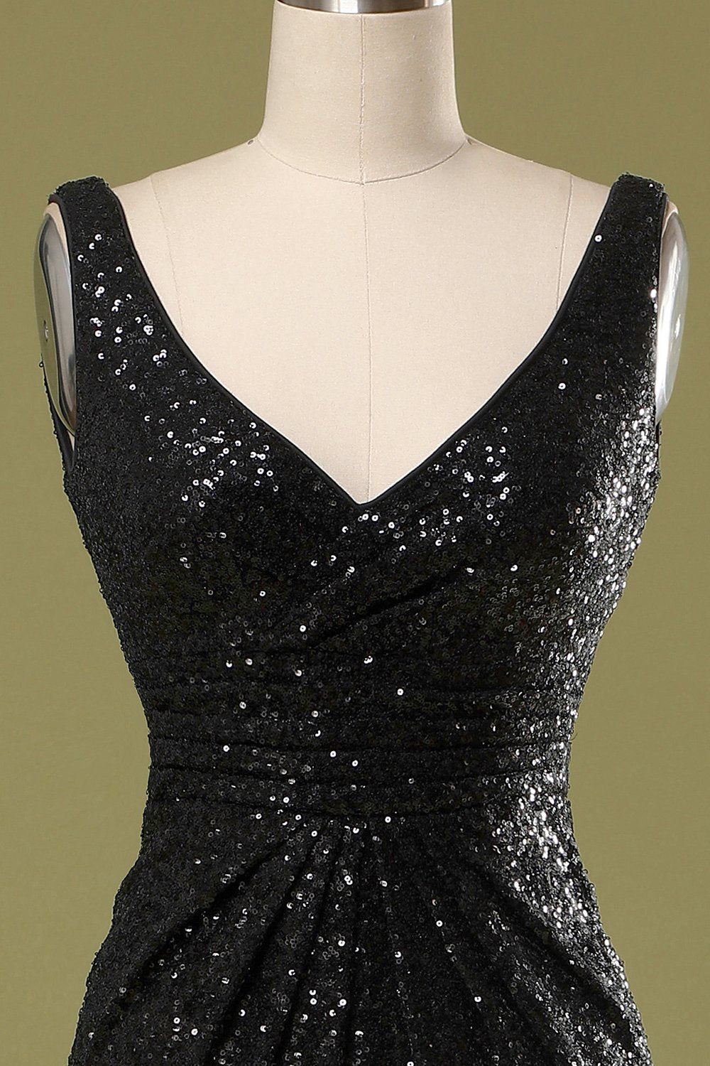 Langes Schwarzes Pailletten Kleid