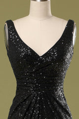 Langes Schwarzes Pailletten Kleid