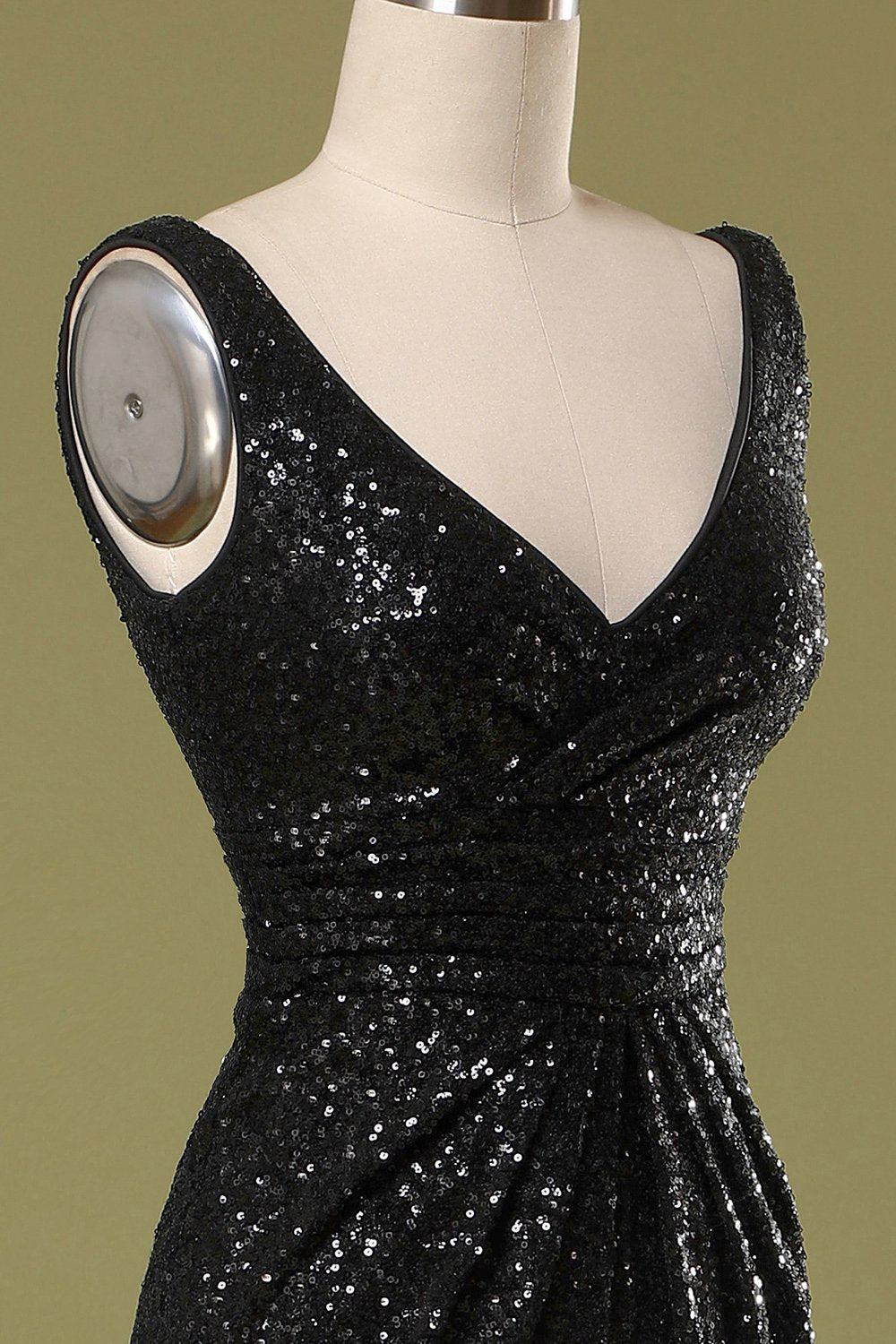 Langes Schwarzes Pailletten Kleid