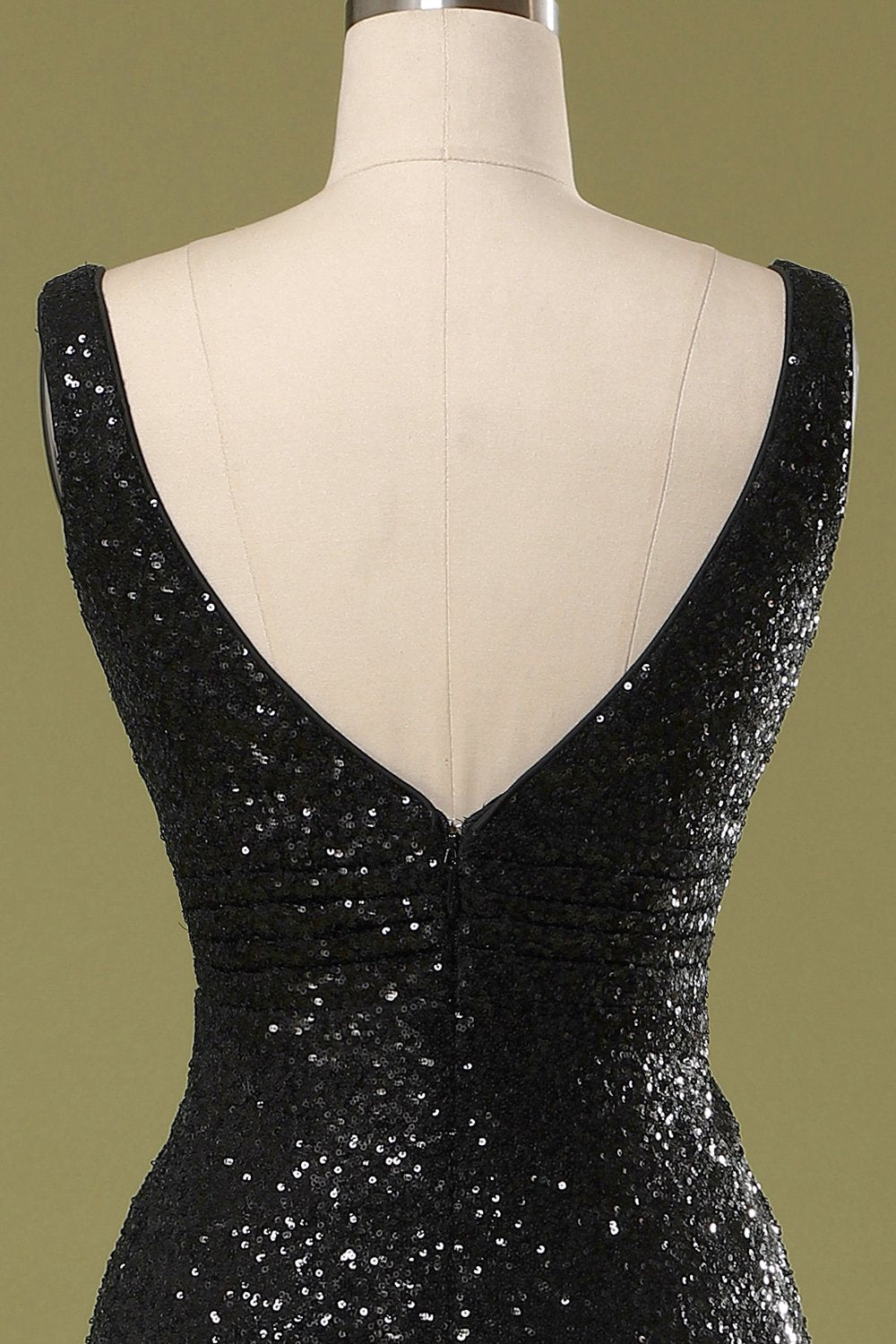 Langes Schwarzes Pailletten Kleid