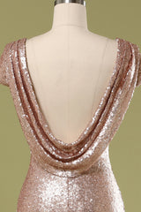 Pailletten Rückenfrei Ballkleid