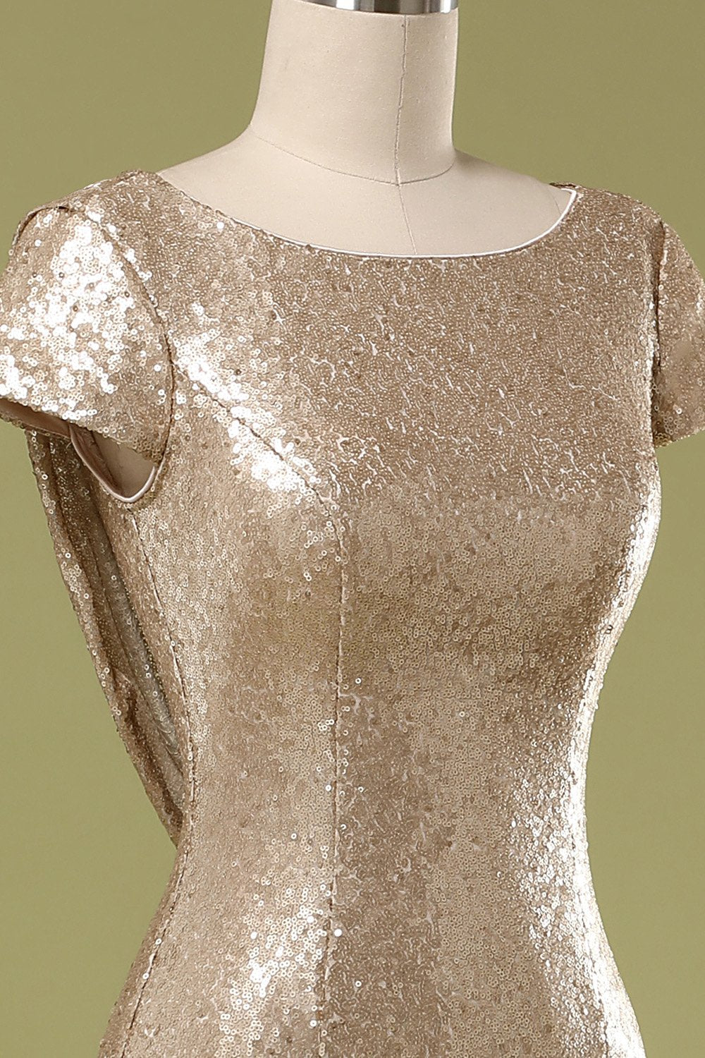 Langes Pailletten Rückenfrei Ballkleid