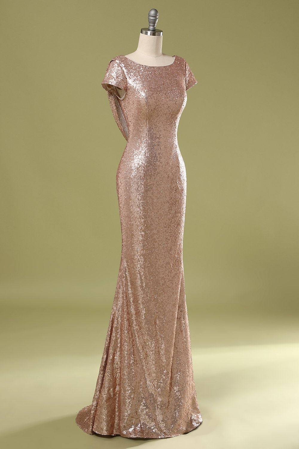Pailletten Rückenfrei Ballkleid