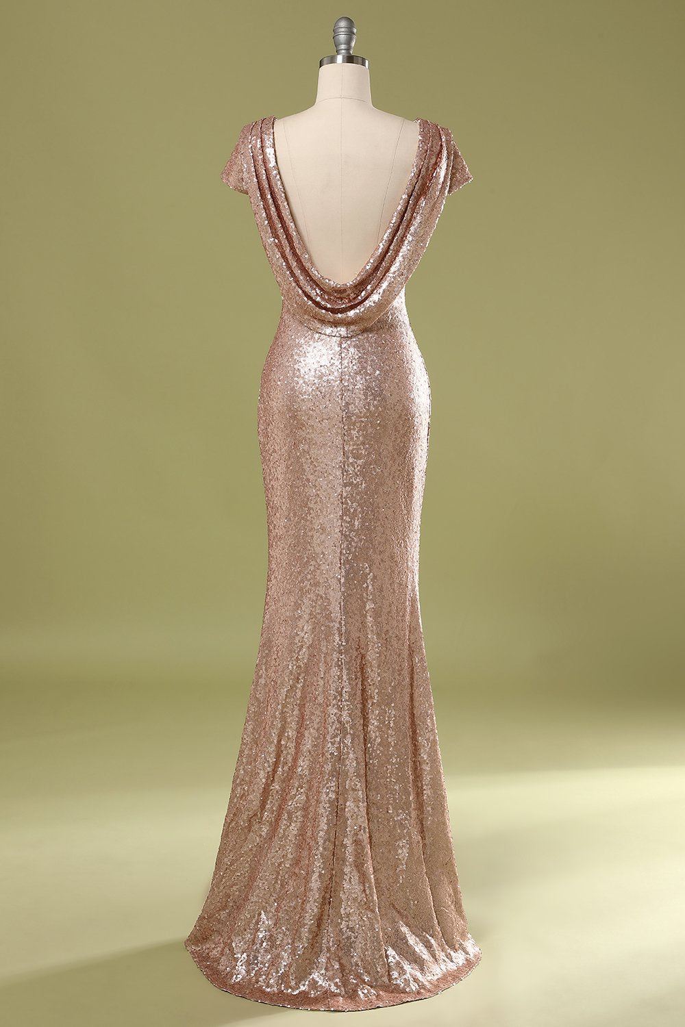 Pailletten Rückenfrei Ballkleid