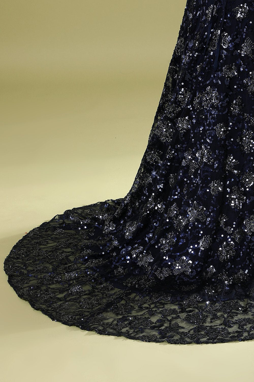 Marine Abendkleid mit Strass & Pailletten
