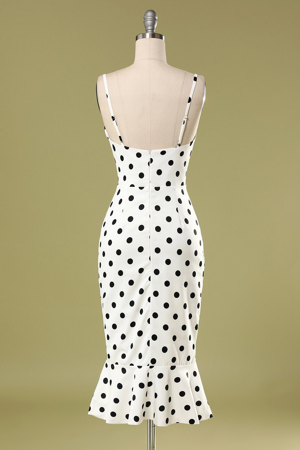Schwarz und Weiß Polka Dots Mermaid Sommerkleid