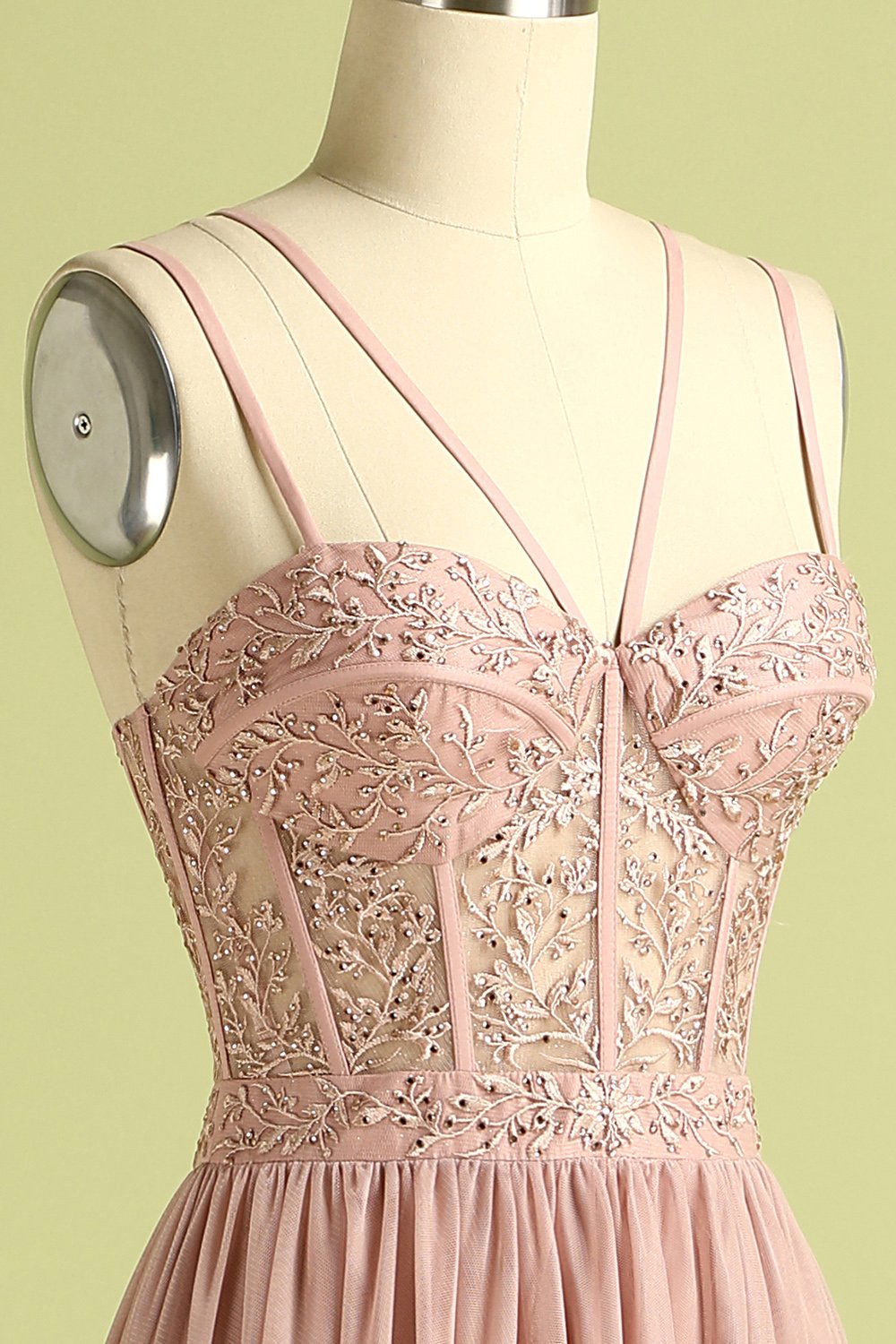 Blush Spaghettiträger Ballkleid mit Schlitz