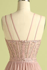 Blush Spaghettiträger Ballkleid mit Schlitz