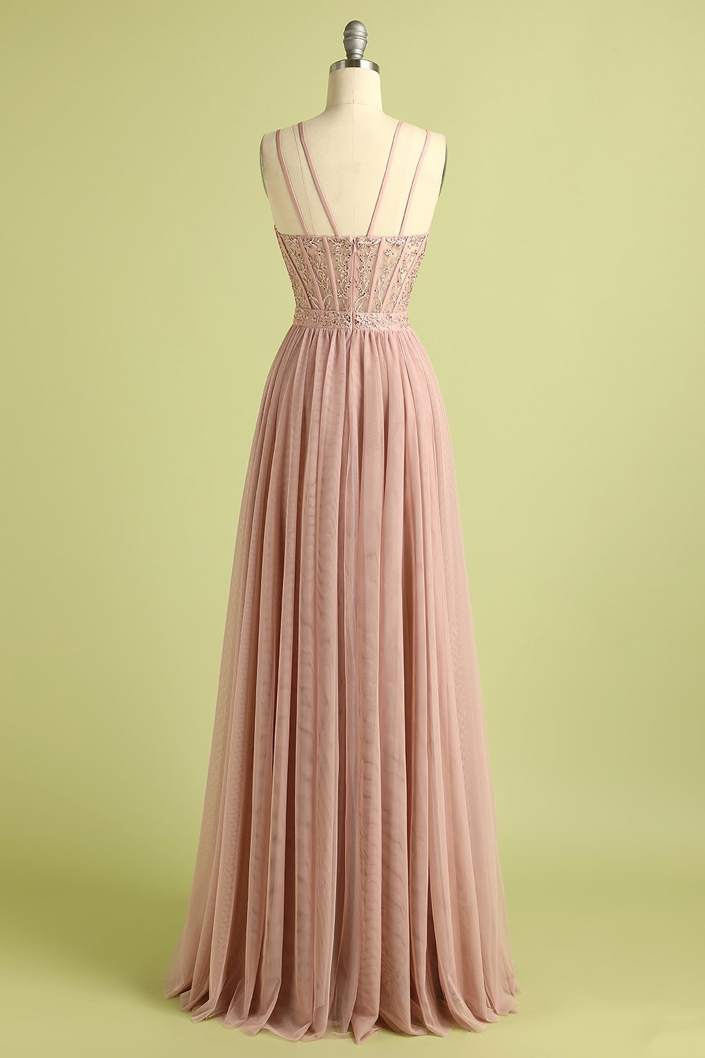 Blush Spaghettiträger Ballkleid mit Schlitz