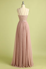 Blush Spaghettiträger Ballkleid mit Schlitz