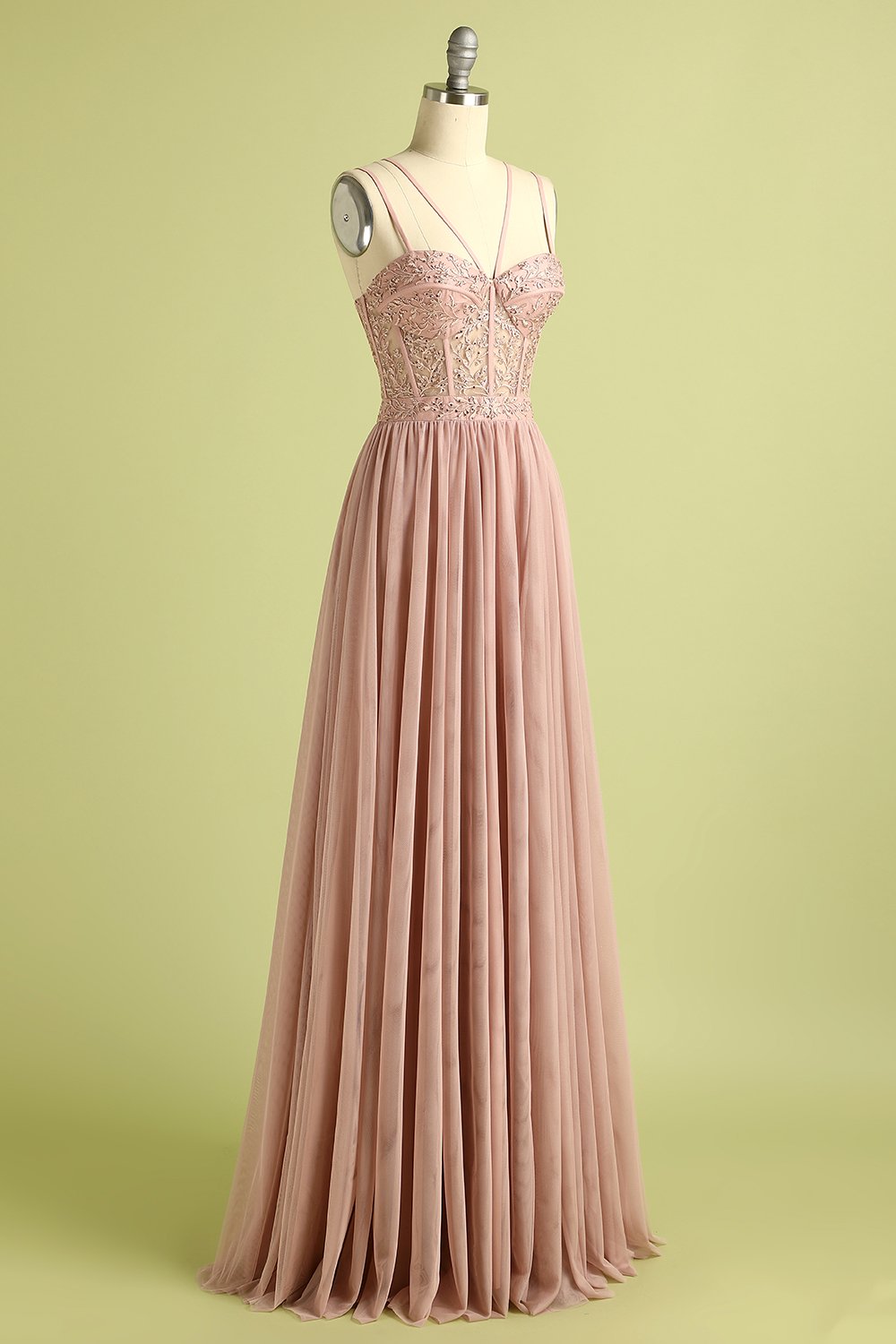 Blush Spaghettiträger Ballkleid mit Schlitz