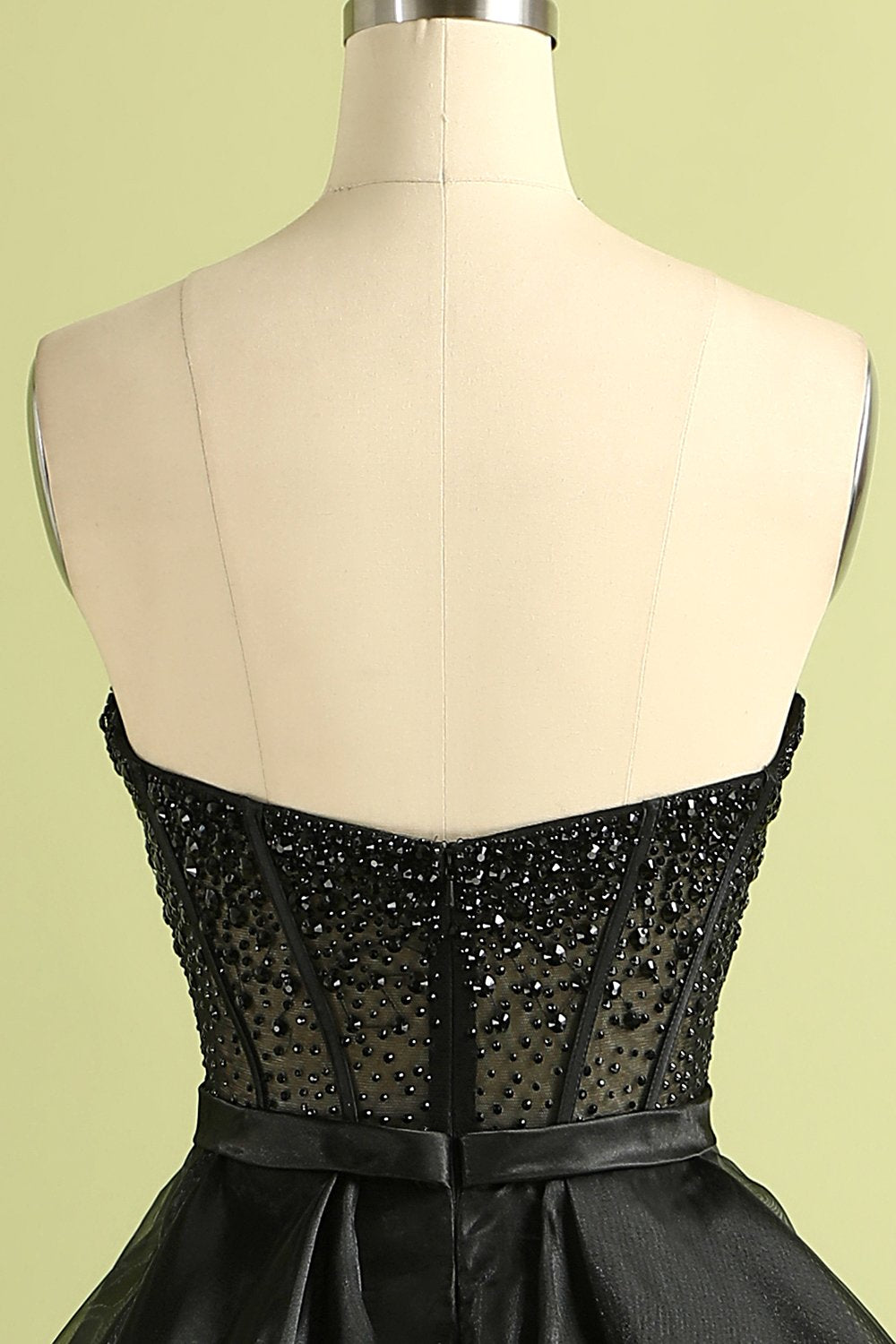 A-Linie Herzausschnitt Schwarzes Trägerloses Ballkleid
