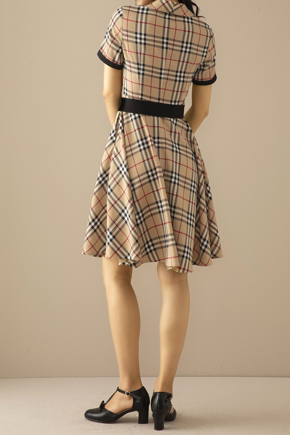 Rot 1950er Plaid Swing Vintage Kleid