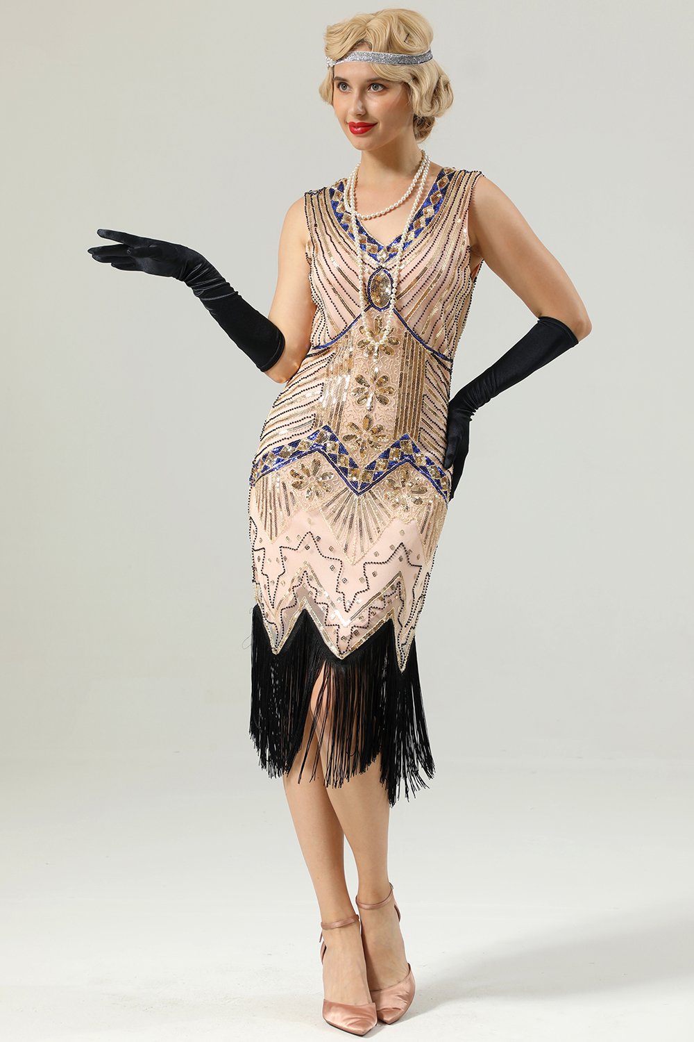 1920er Jahre ärmelloses Gatsby Kleid