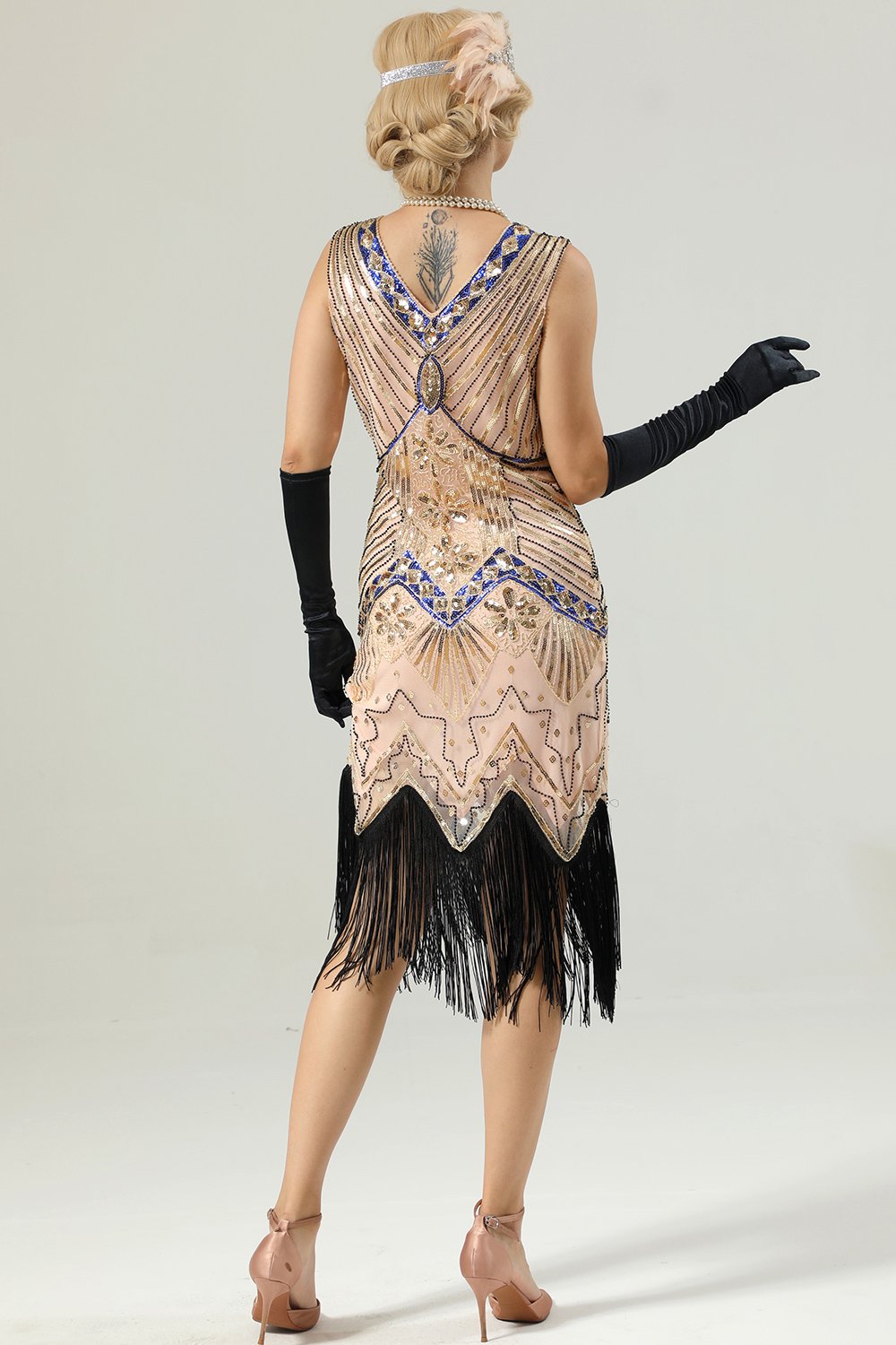 1920er Jahre ärmelloses Gatsby Kleid
