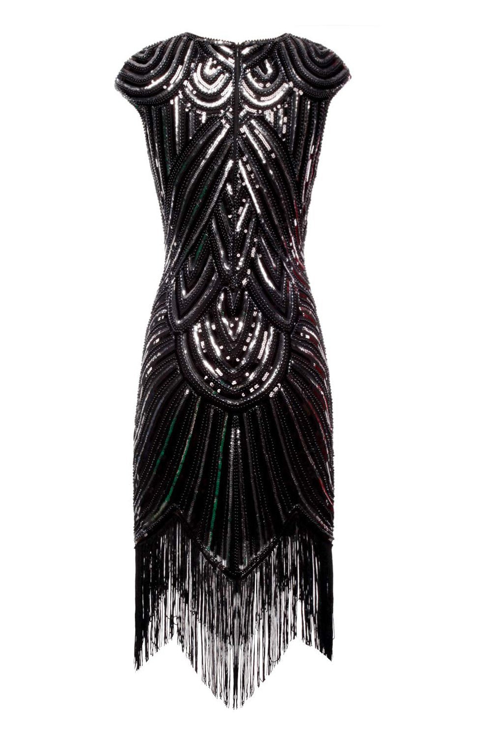 Schwarz Gatsby Funkeln Fransen 1920er Jahre Kleid