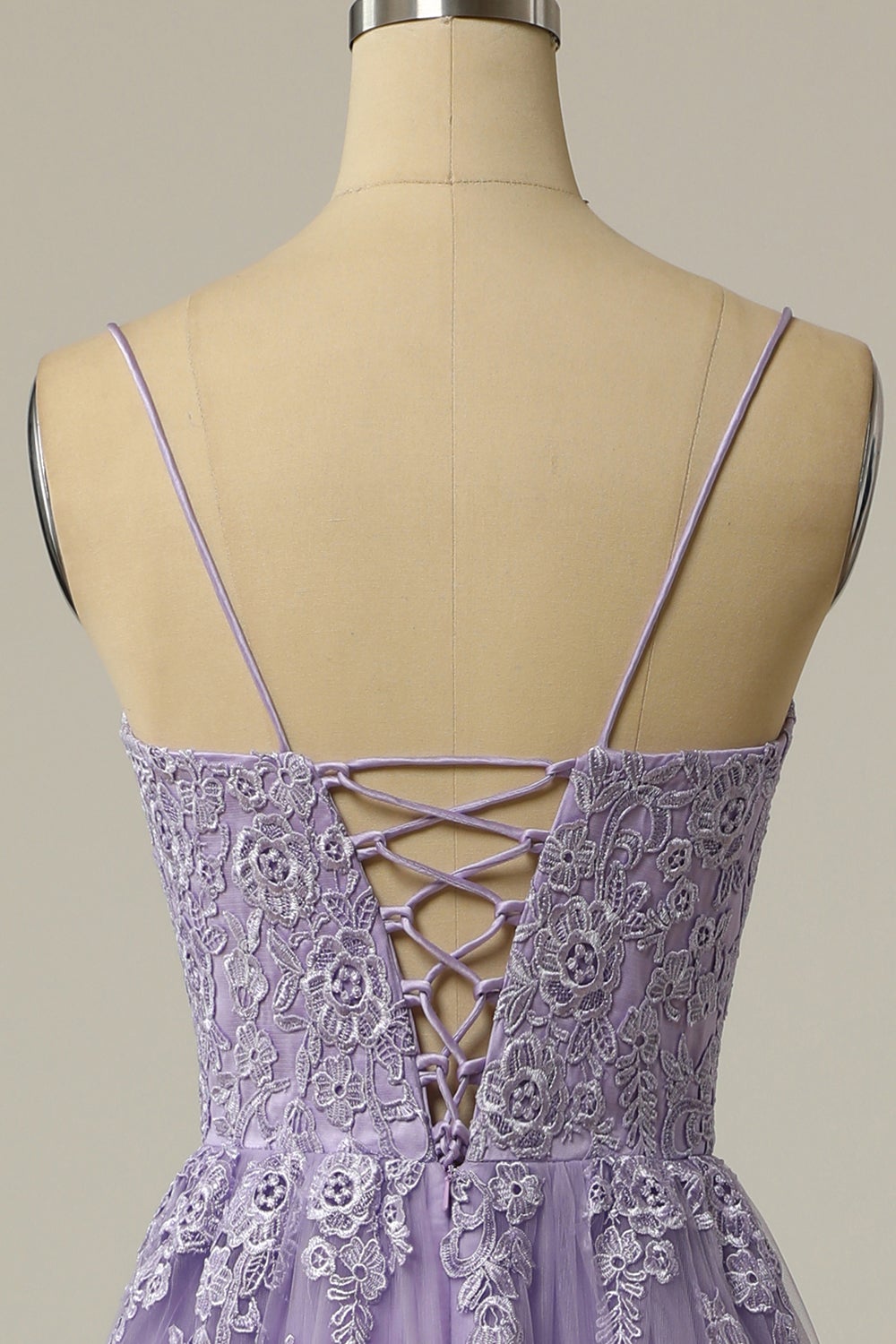 A LinIe Trägerlos Helles Lila Langes Ballkleid mit Applikationen