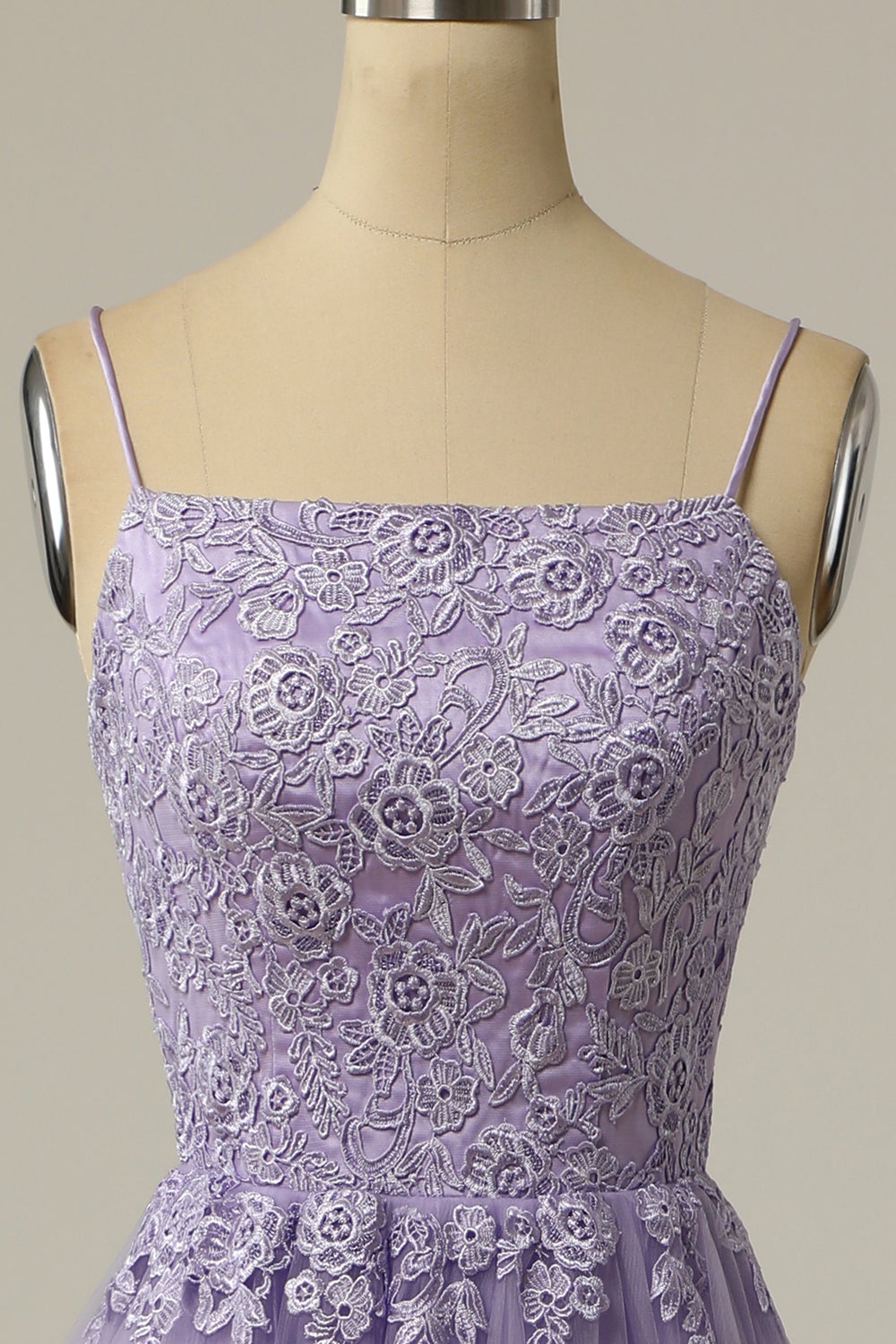 A LinIe Trägerlos Helles Lila Langes Ballkleid mit Applikationen